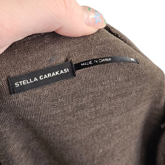 Stella Carakasi Brown Double Layer Hemp Blend Short Sleeve Blouse Sz M - Picture 4 of 7
